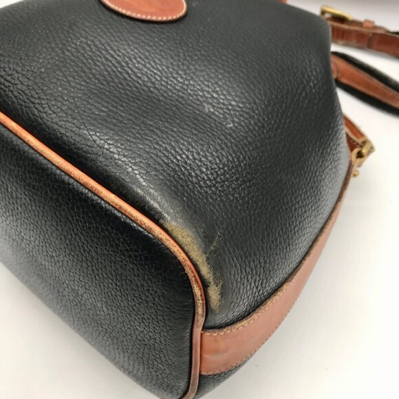 Dooney & Bourke Black & Brown Pebbled Grain Leather Vintage Bucket Bag - Picture 6 of 10